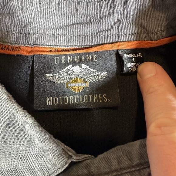 Harley Davidson Performance Vented Winged Logo Garage Button-Up Shirt Men's L - Picture 5 of 7